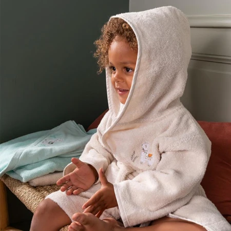 Peignoir Bébé Bouclette De Coton Biologique à Capuche Brodé Inca CARRE BLANC : Comparateur, Avis, Prix – Image 2